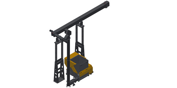 Zerkleinerungsmaschine mit Austragschnecke, Senkrechtschnecke, Querschnecke (ziehend) und Trogkettenförderer 